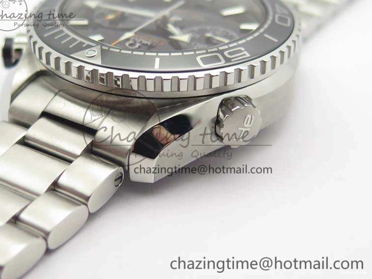 0103 Planet Ocean Master Chrono SS OM 1:1 Best Edition Black Dial On SS Bracelet A9900 V Fashionable 8113